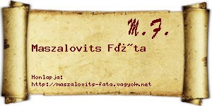Maszalovits Fáta névjegykártya